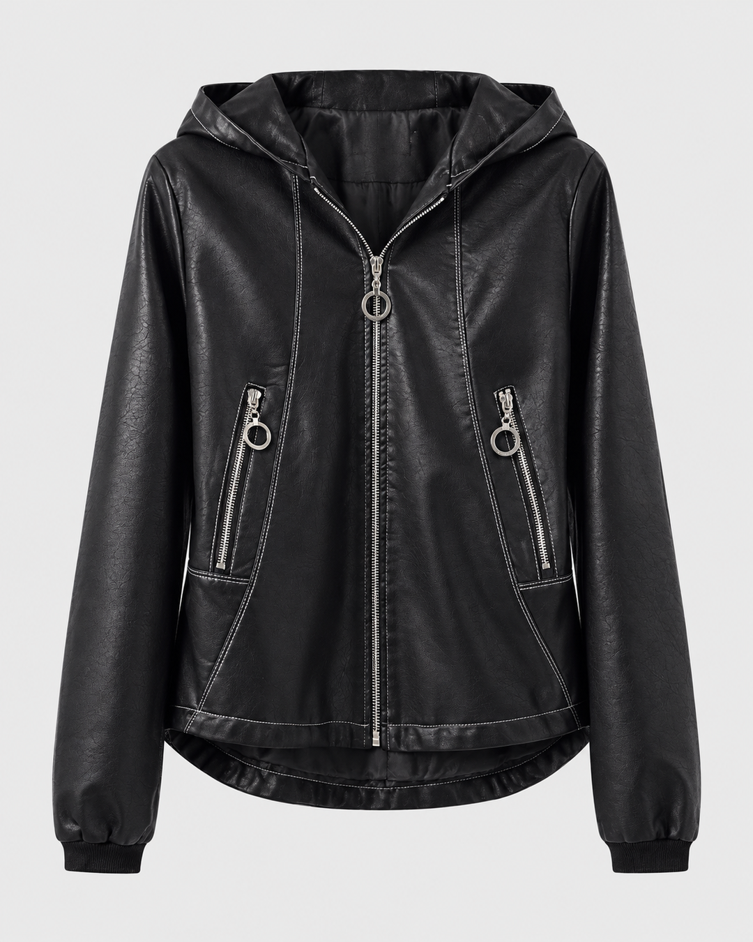 Milana Genuine Leather Hooded Jacket