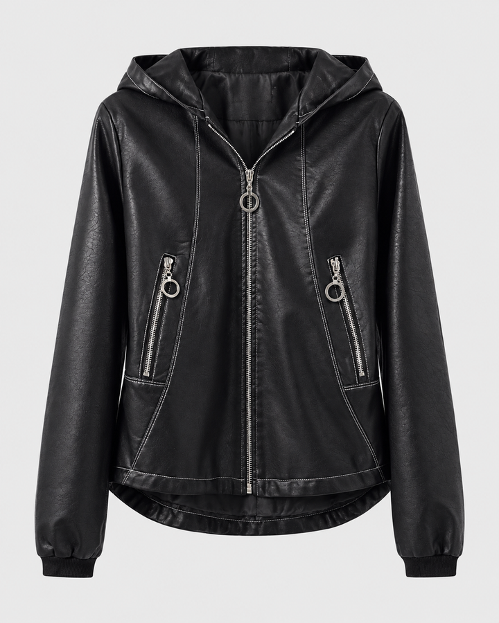 Milana Genuine Leather Hooded Jacket