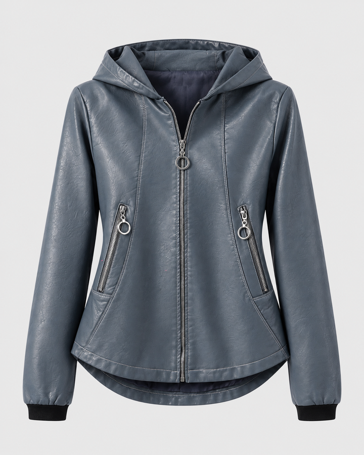 Milana Genuine Leather Hooded Jacket