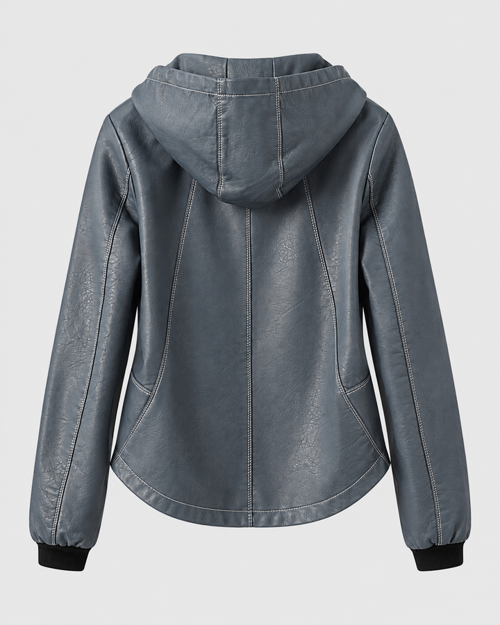 Milana Genuine Leather Hooded Jacket