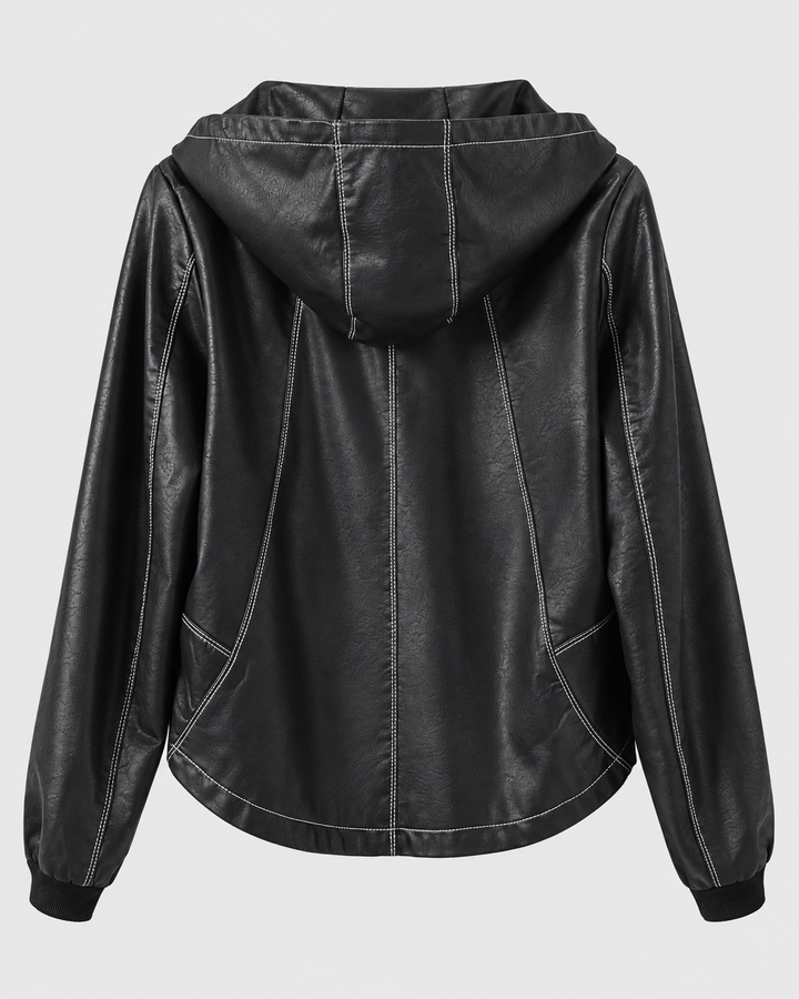 Milana Genuine Leather Hooded Jacket