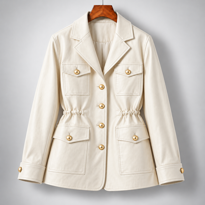 Lucia Sheepskin Leather Safari Jacket