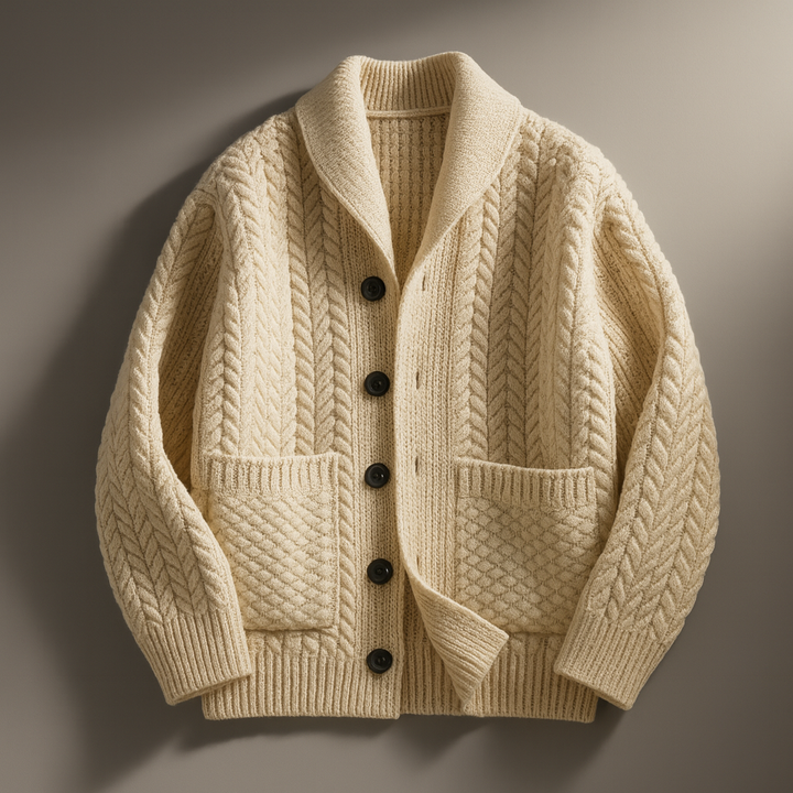 Men's Wool Button-Up Sweater with Pockets | Arden