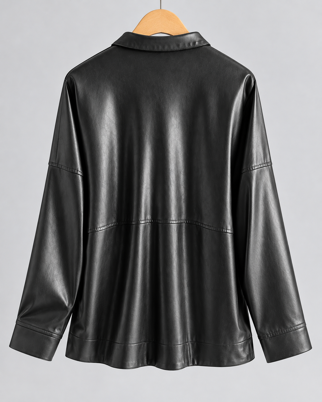 Amelia Genuine Leather Button-Up Jacket