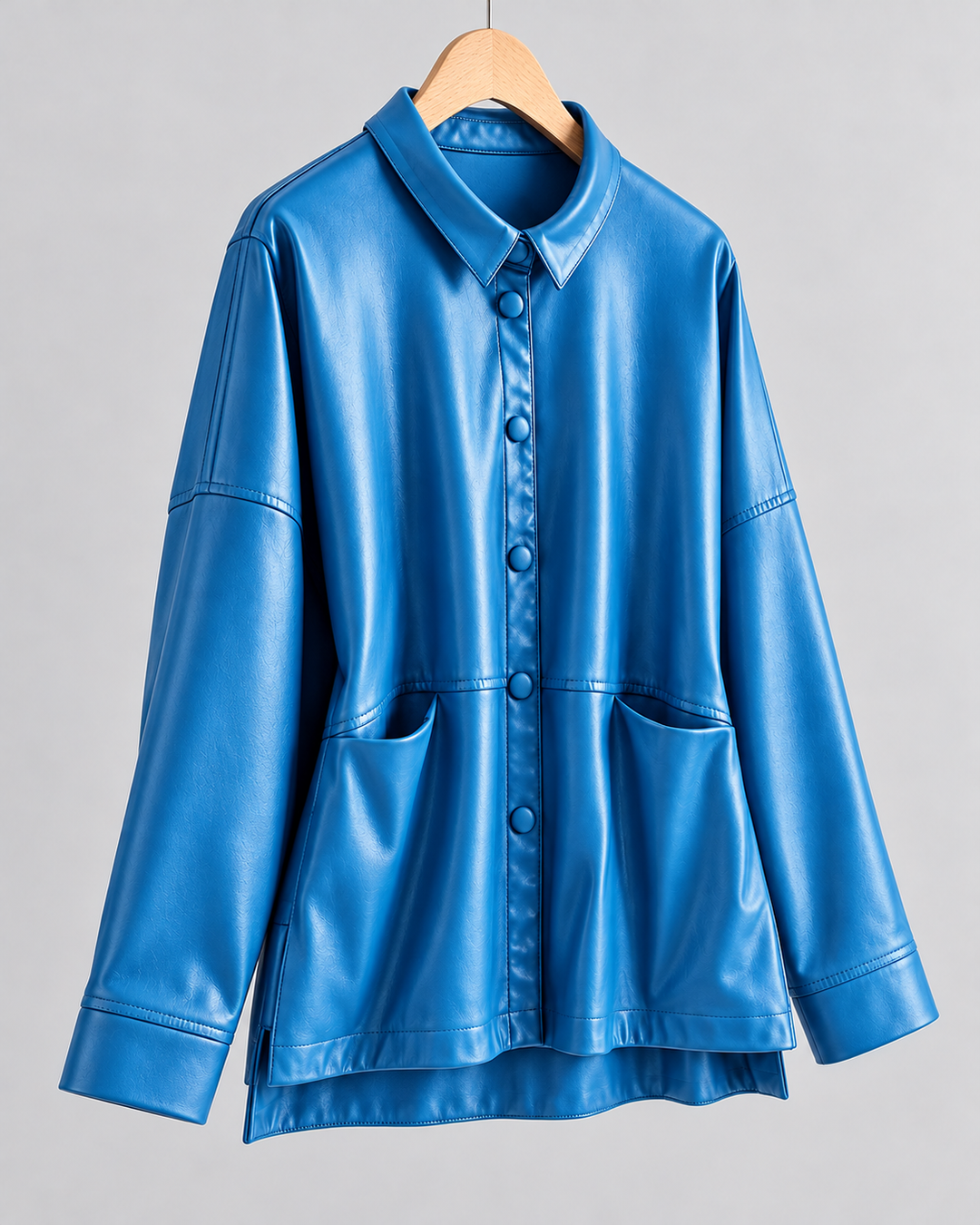 Amelia Genuine Leather Button-Up Jacket