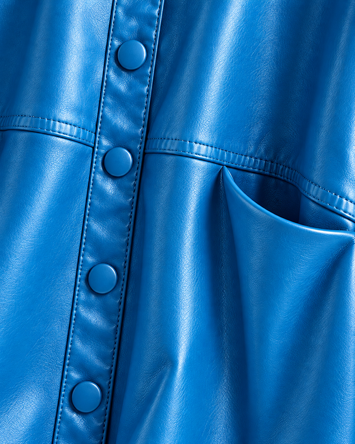 Amelia Genuine Leather Button-Up Jacket
