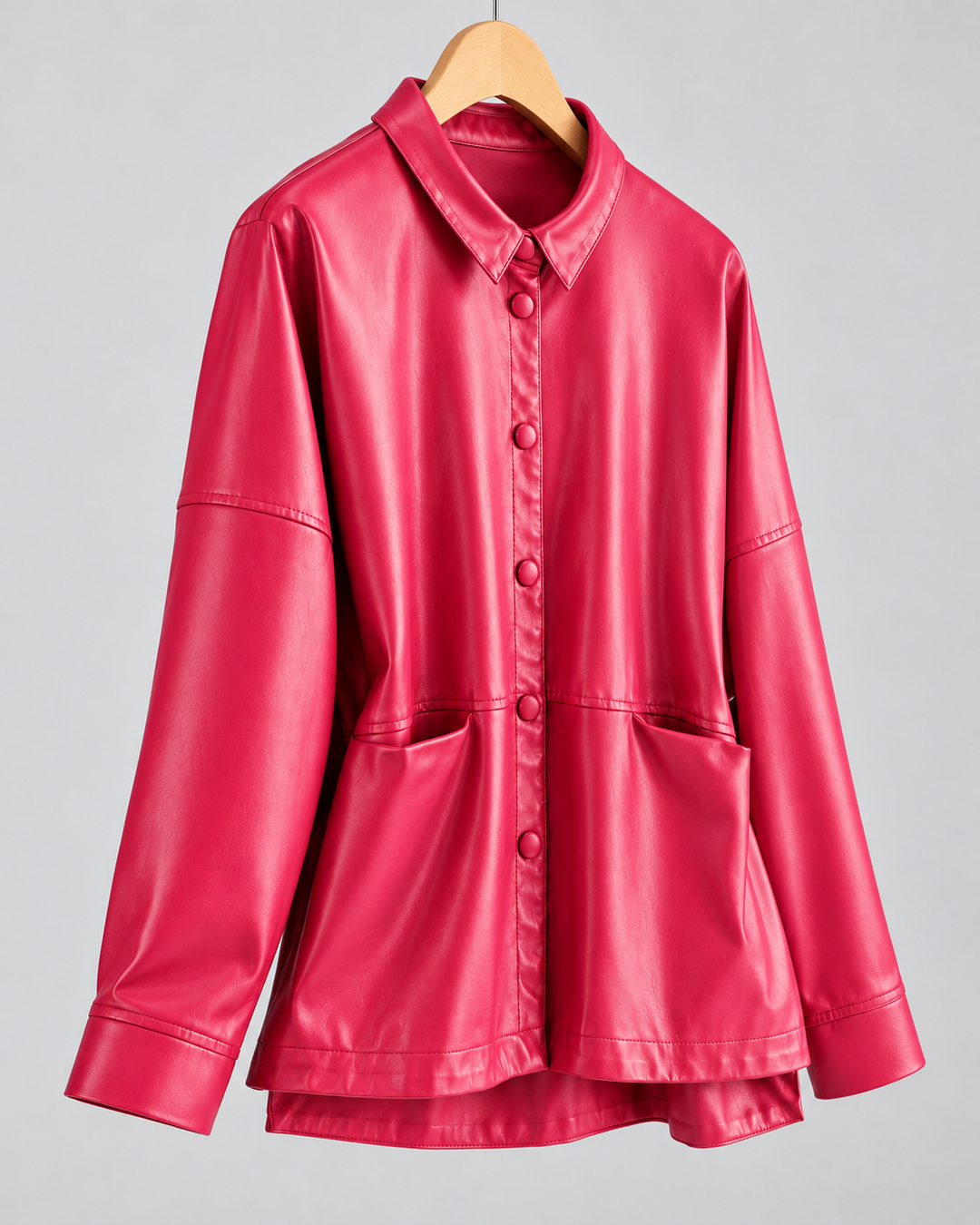 Amelia Genuine Leather Button-Up Jacket