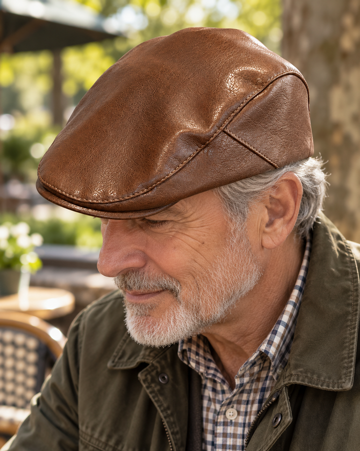 Bradley Leather Flat Cap