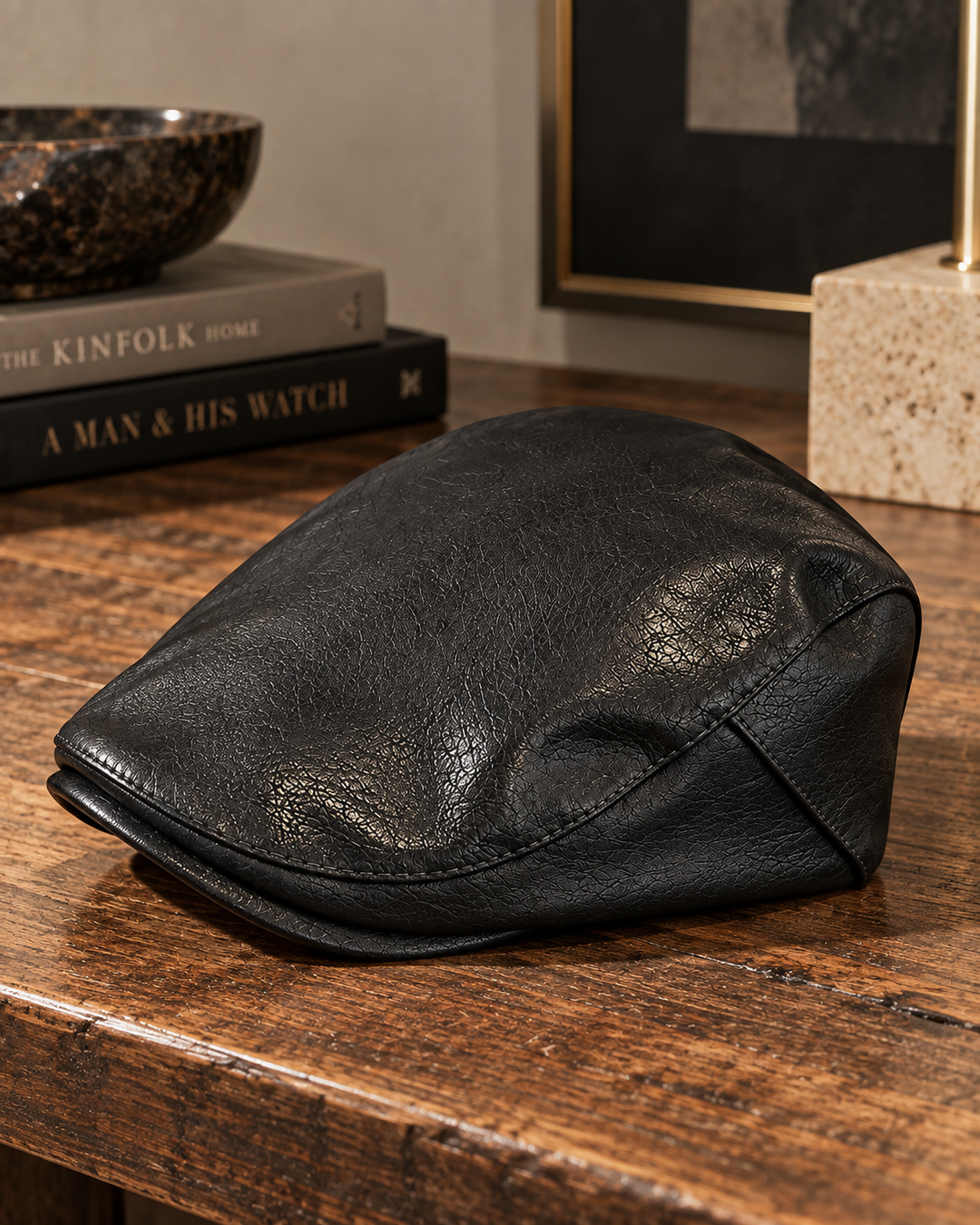 Bradley Leather Flat Cap