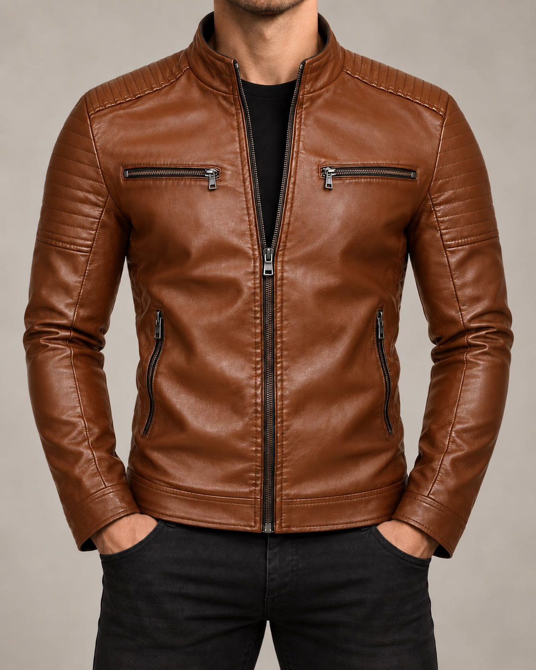 Bradley Leather Zip-Up Jacket