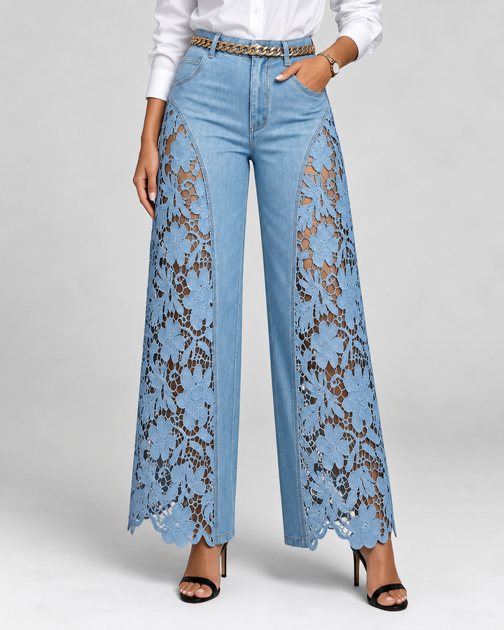 Aveline Lace Panel Denim Jeans