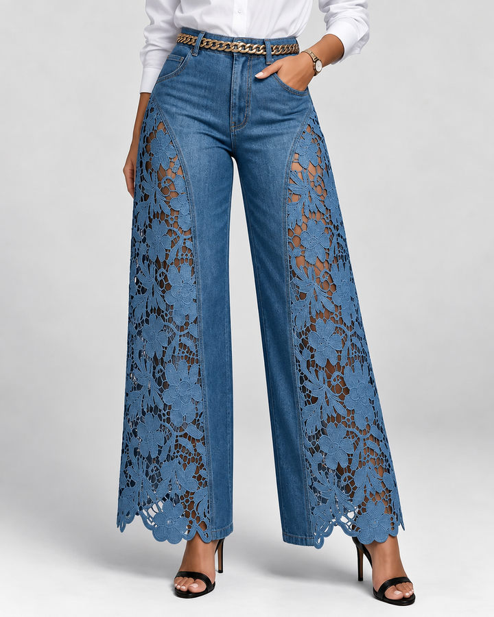 Aveline Lace Panel Denim Jeans
