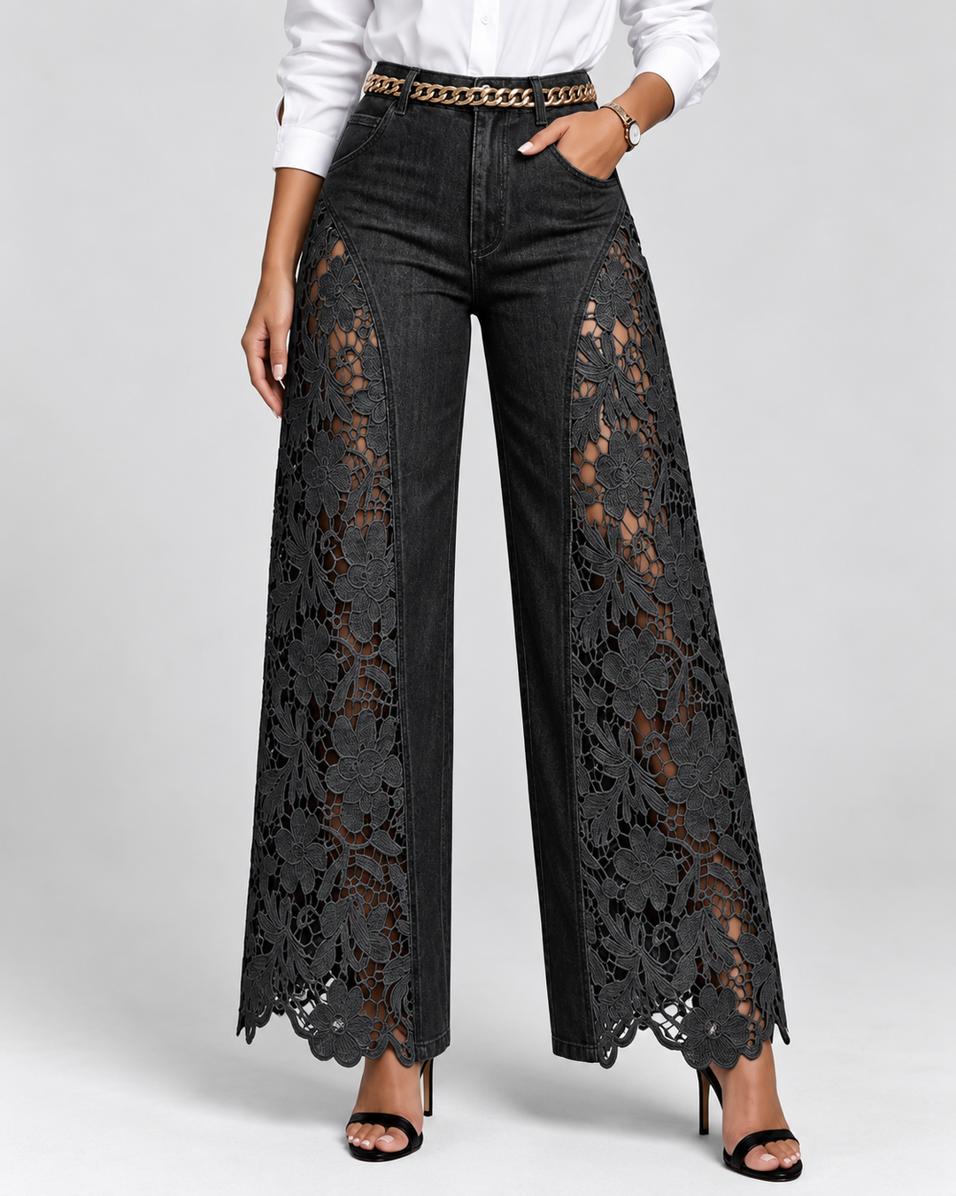 Aveline Lace Panel Denim Jeans
