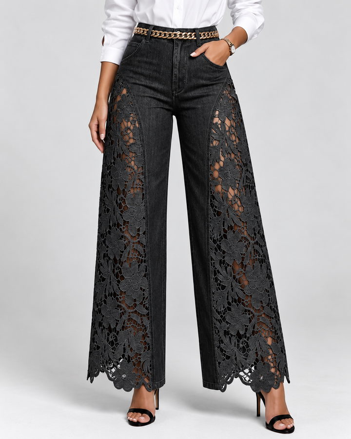 Aveline Lace Panel Denim Jeans
