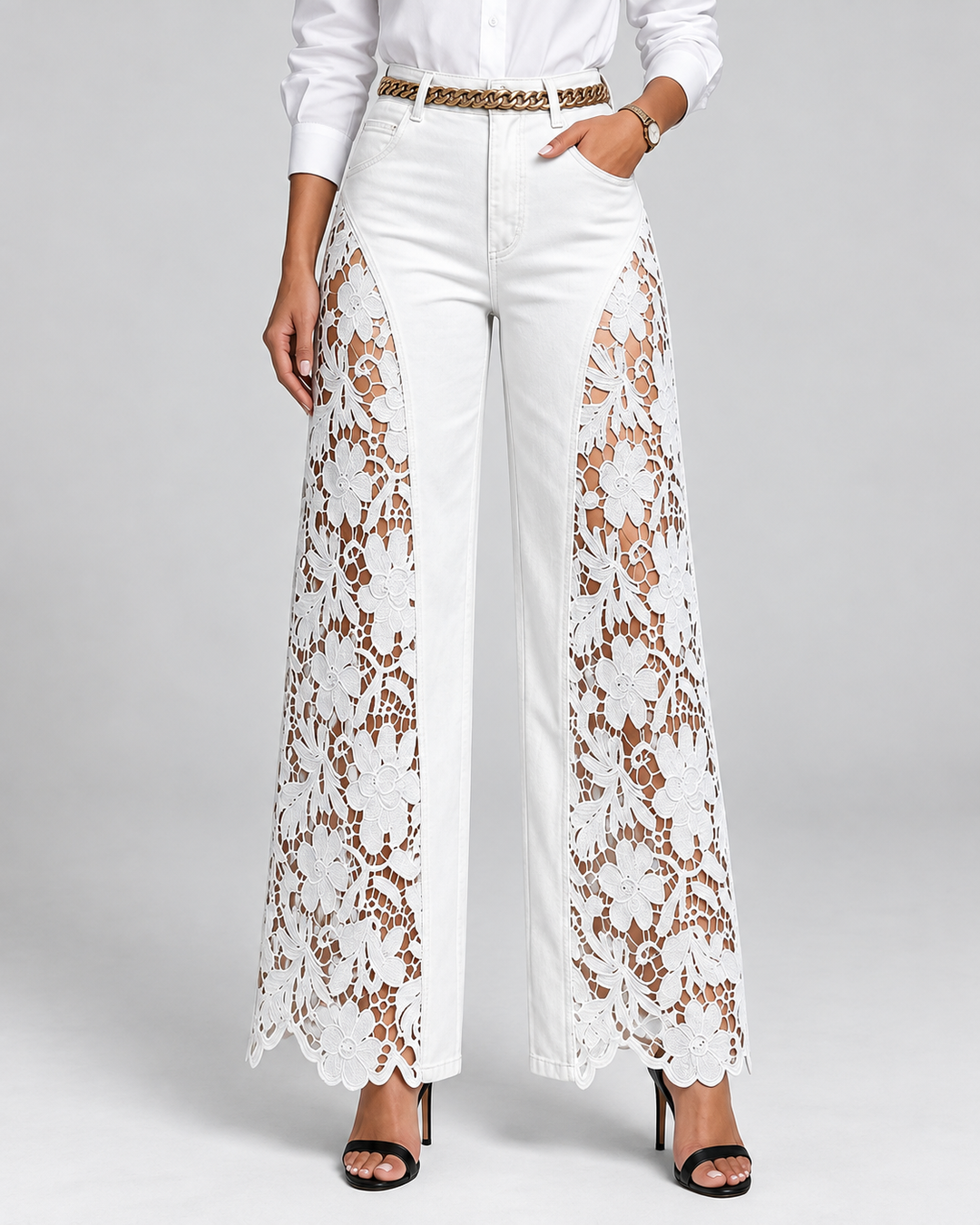 Aveline Lace Panel Denim Jeans