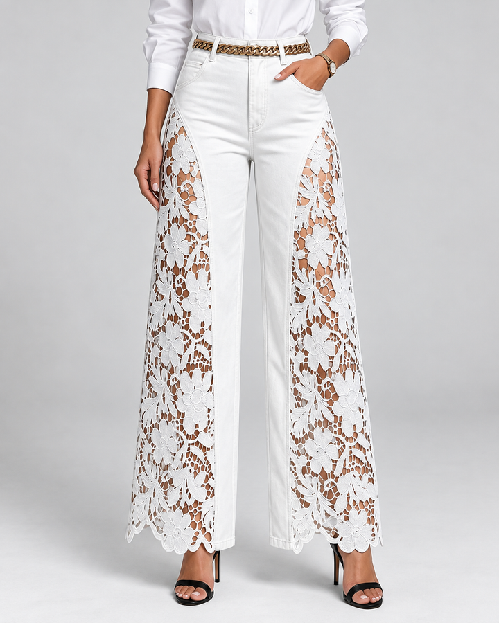 Aveline Lace Panel Denim Jeans