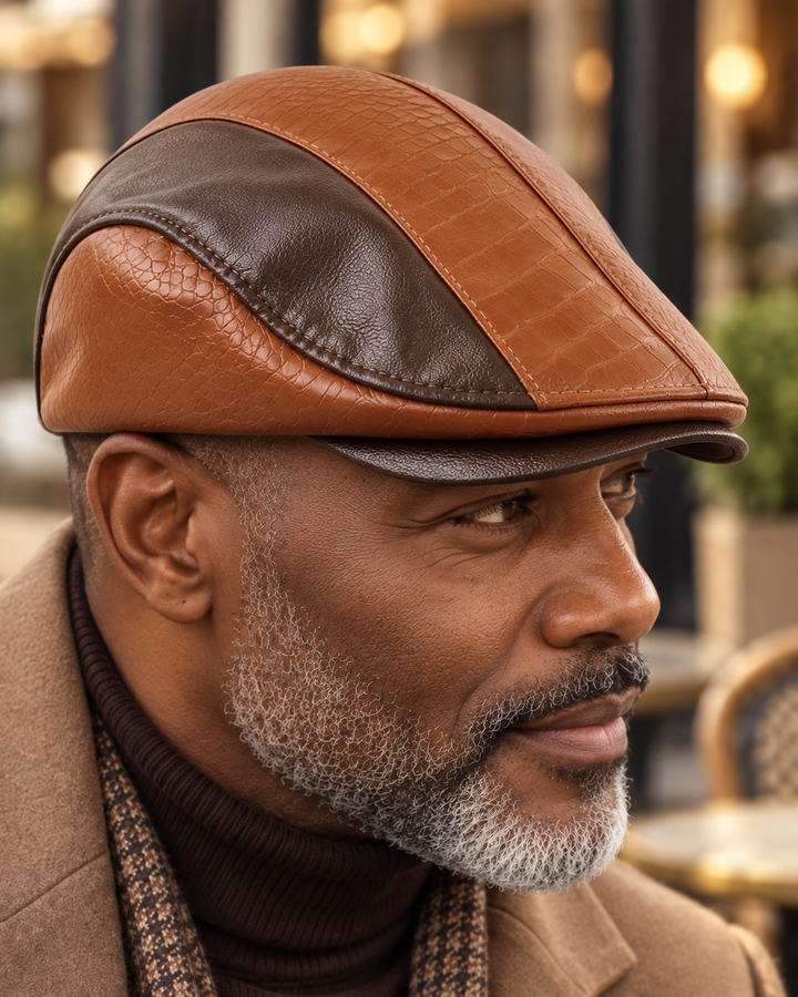 Montari Leather Flat Cap