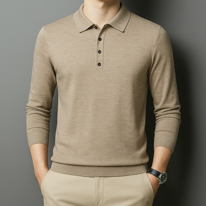 Merino Wool Button-Up Polo – Men's Knit Shirt | Arden