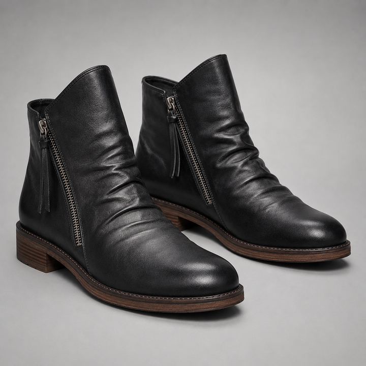 Montari Leather Side-Zip Ankle Boots