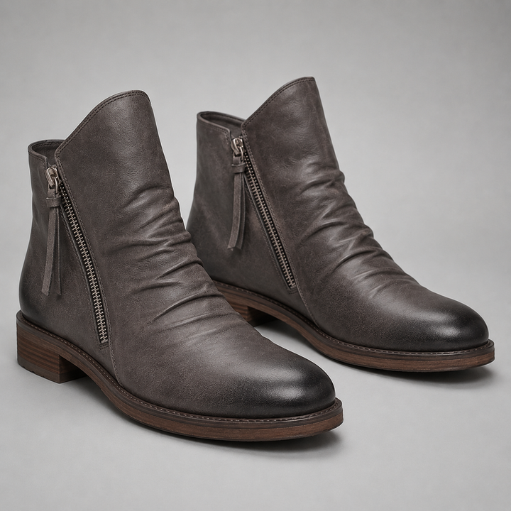 Montari Leather Side-Zip Ankle Boots