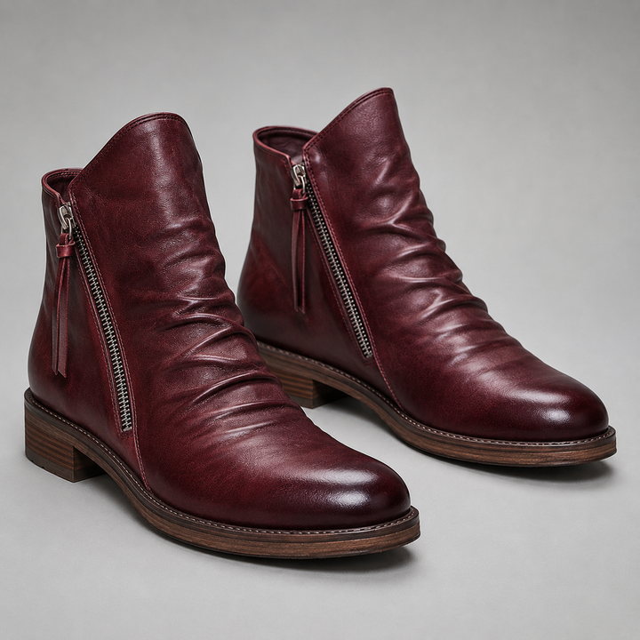 Montari Leather Side-Zip Ankle Boots