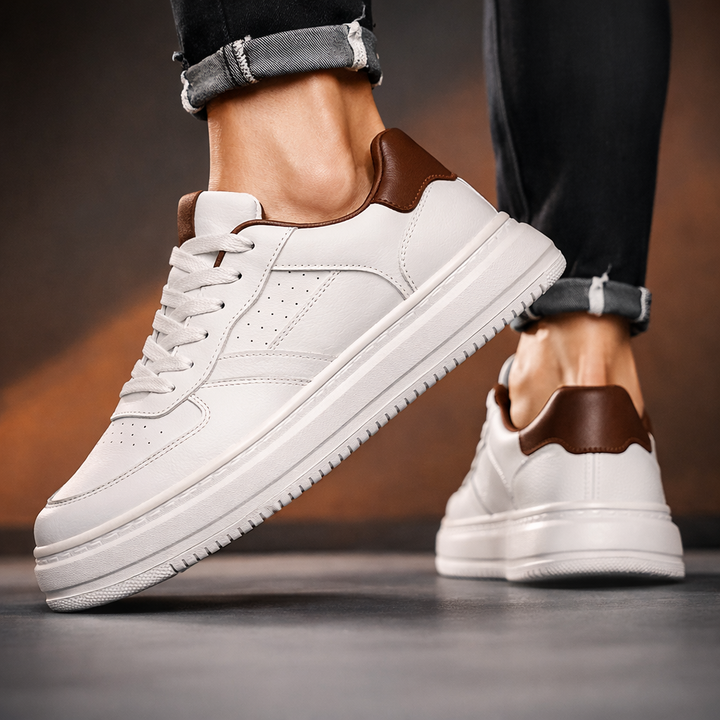 Savoni Men's Leather Lace-Up Sneakers
