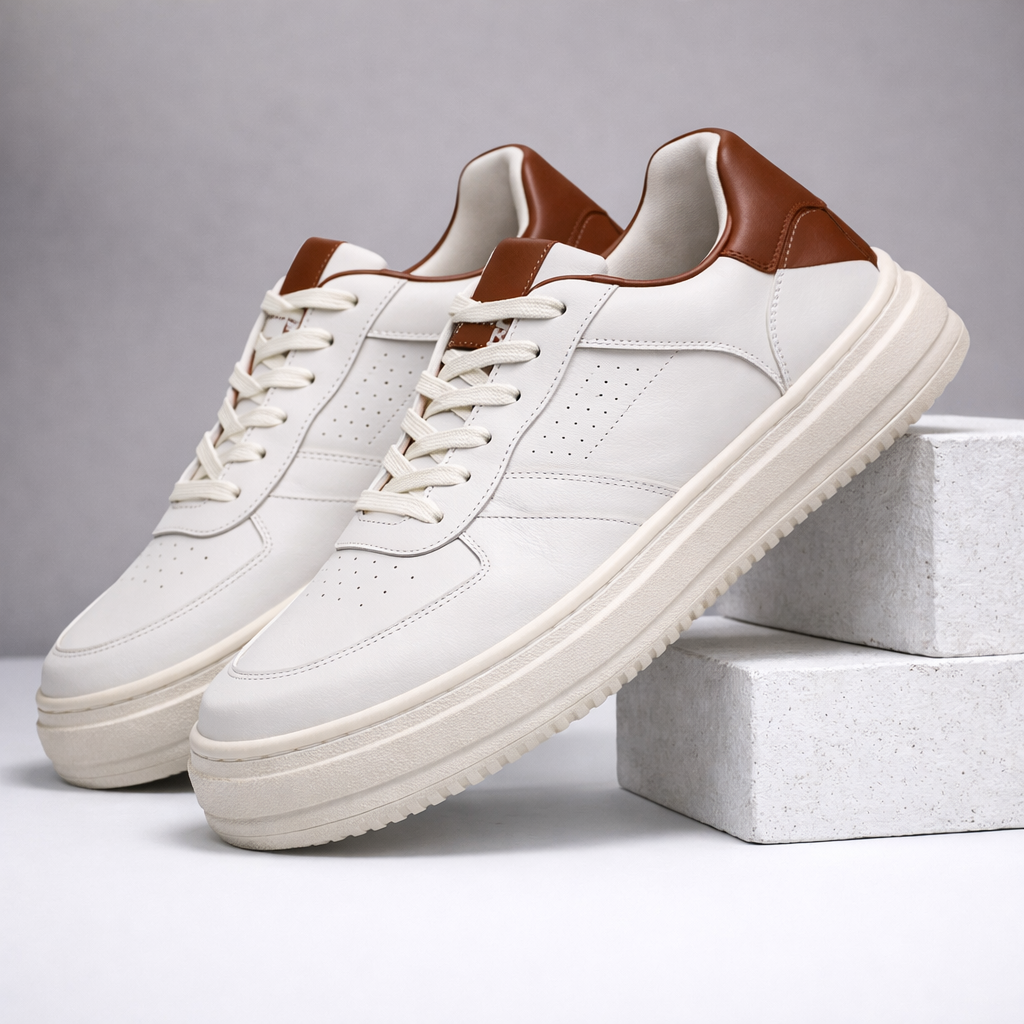 Savoni Men's Leather Lace-Up Sneakers