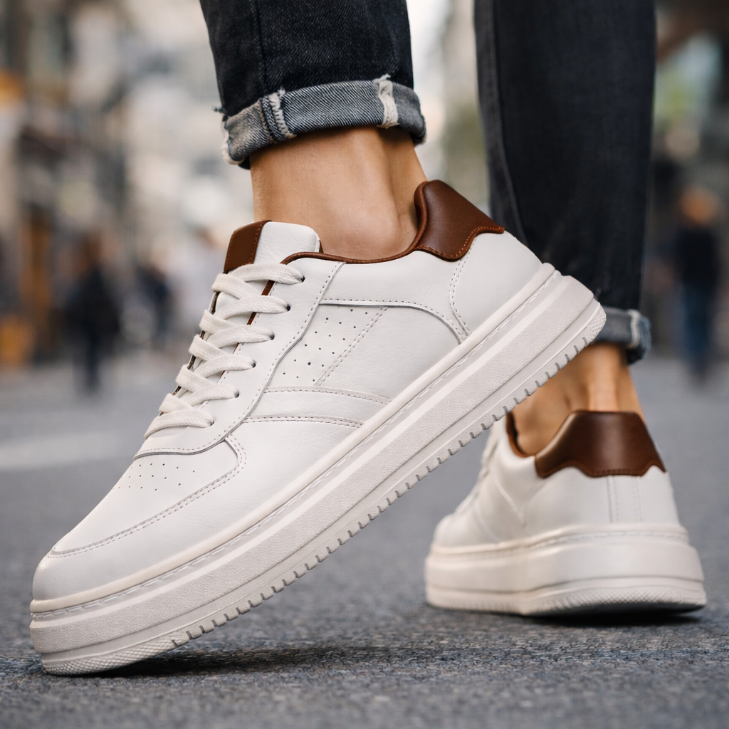 Savoni Men's Leather Lace-Up Sneakers