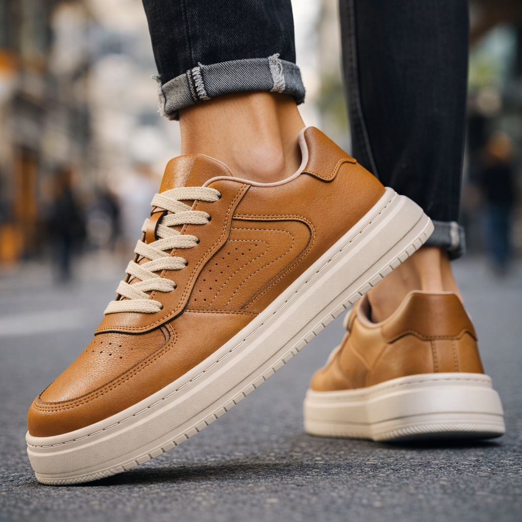 Savoni Men's Leather Lace-Up Sneakers