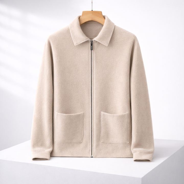 Men's Cashmere Zip-Up Sweater with Deep Pockets | Savonti