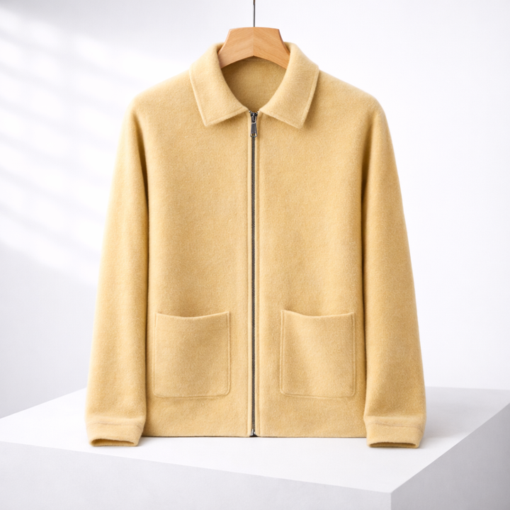 Men's Cashmere Zip-Up Sweater with Deep Pockets | Savonti