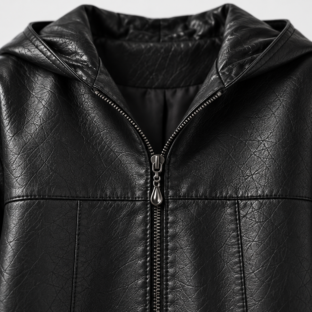Avana Genuine Leather Hooded Jacket