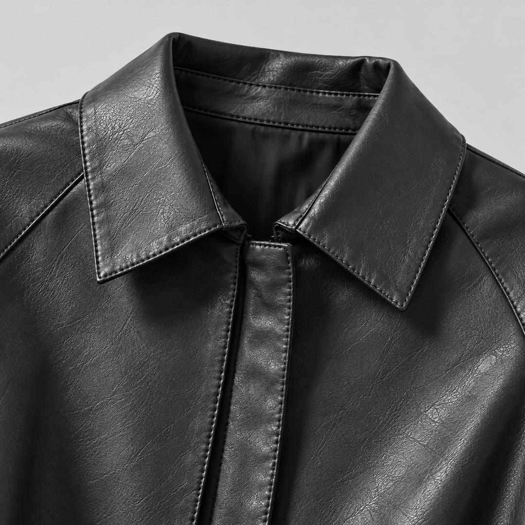 Valeria Genuine Leather Drawstring Jacket