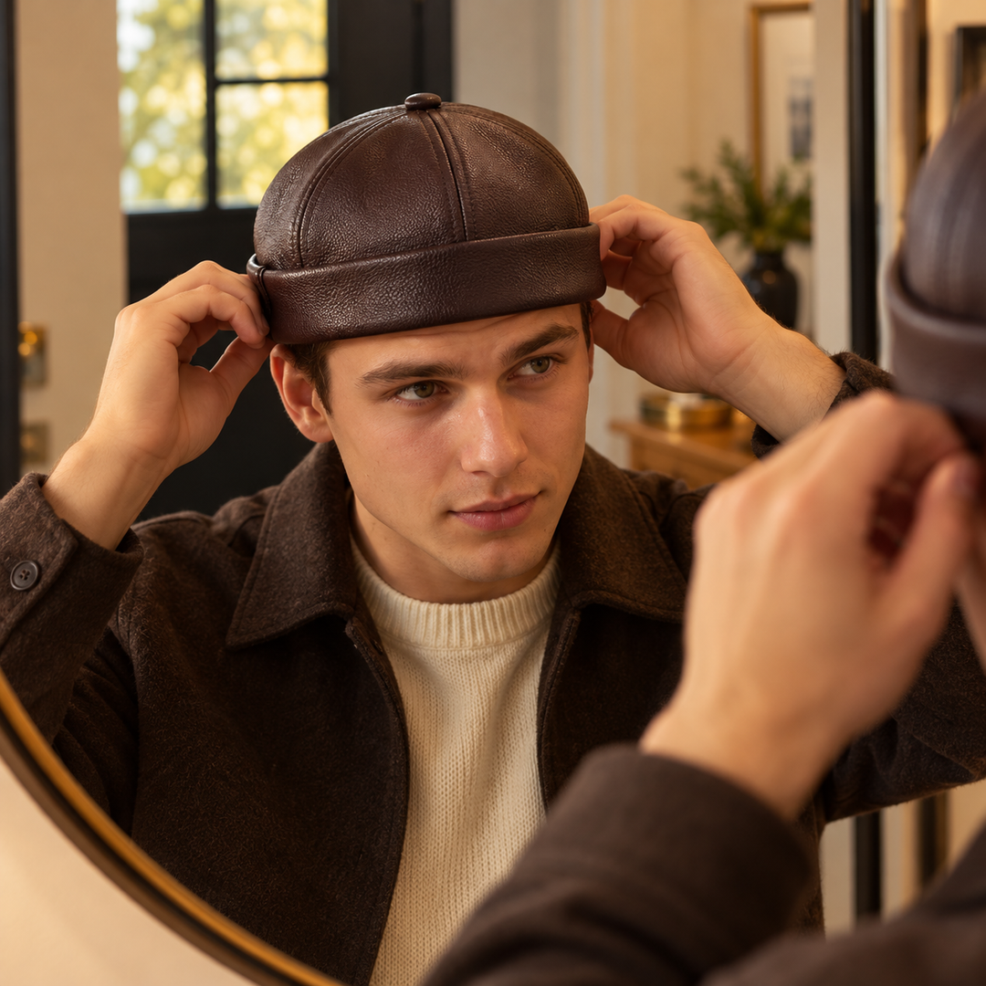 Marino Leather Docker Cap