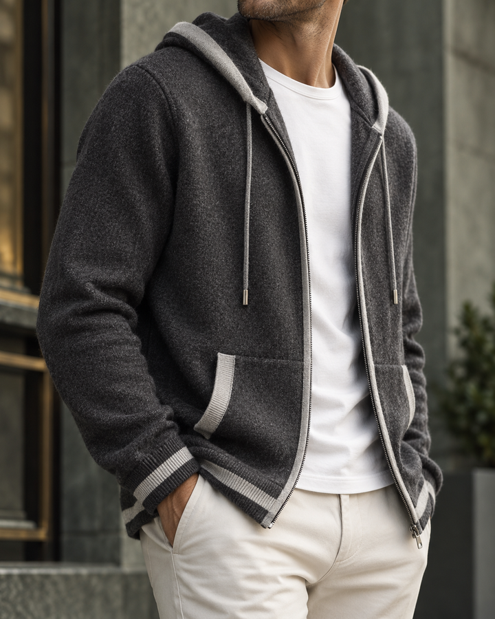 Dario Merino Wool Zip-Up Hoodie
