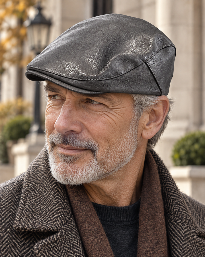 Bradley Leather Flat Cap