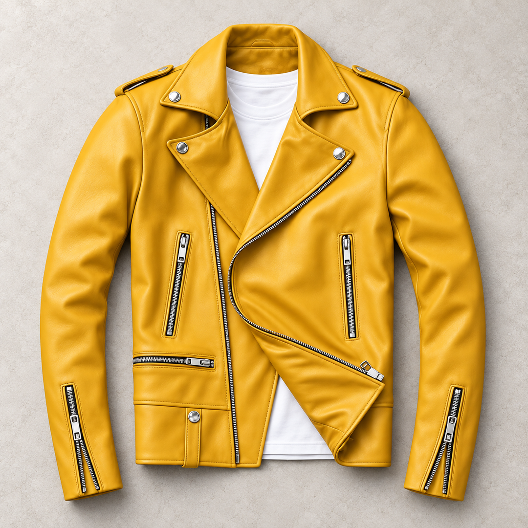 Harrison Leather Zip-Up Moto Jacket