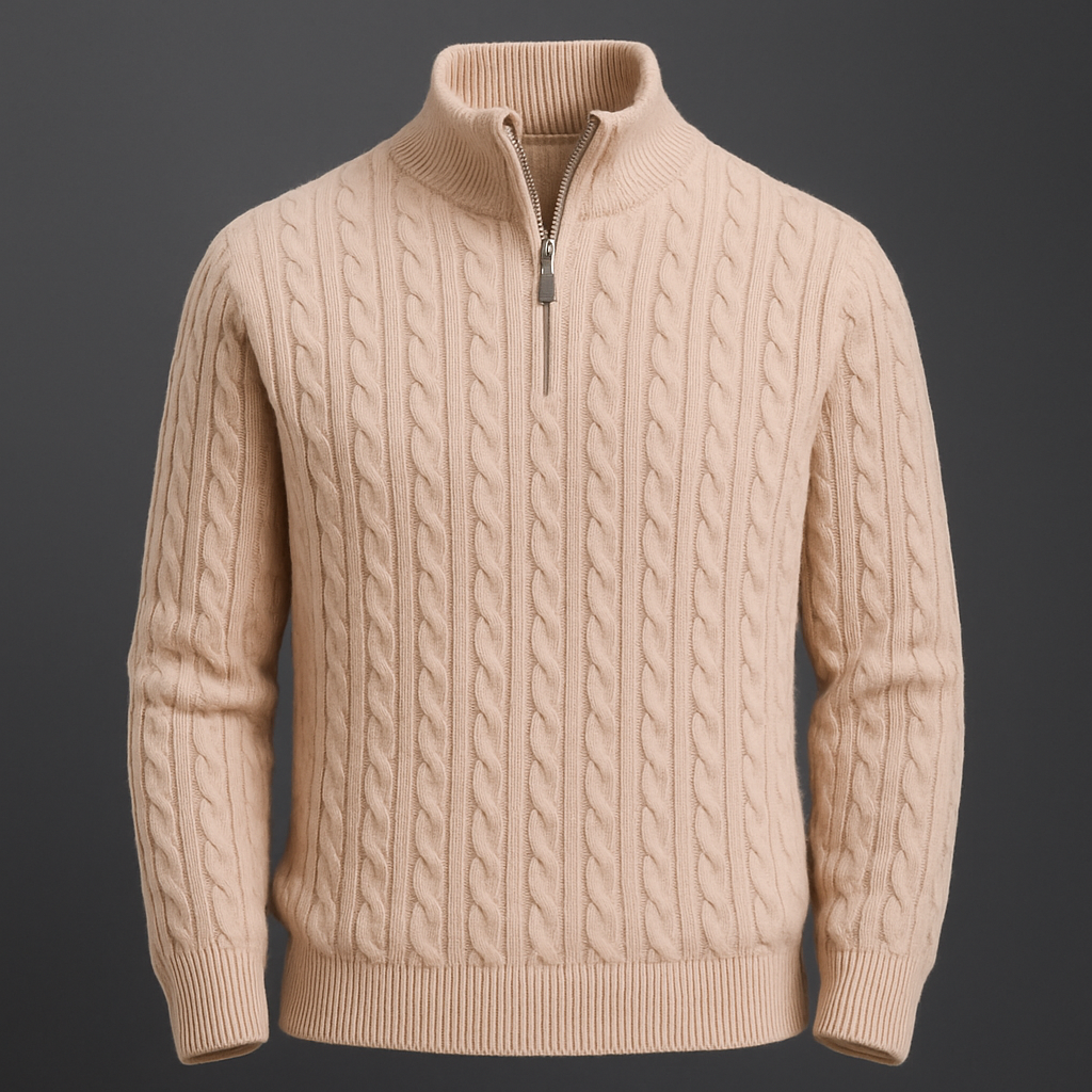Wool Quarter-Zip Sweater – Men's Ribbed Collar | Savoni