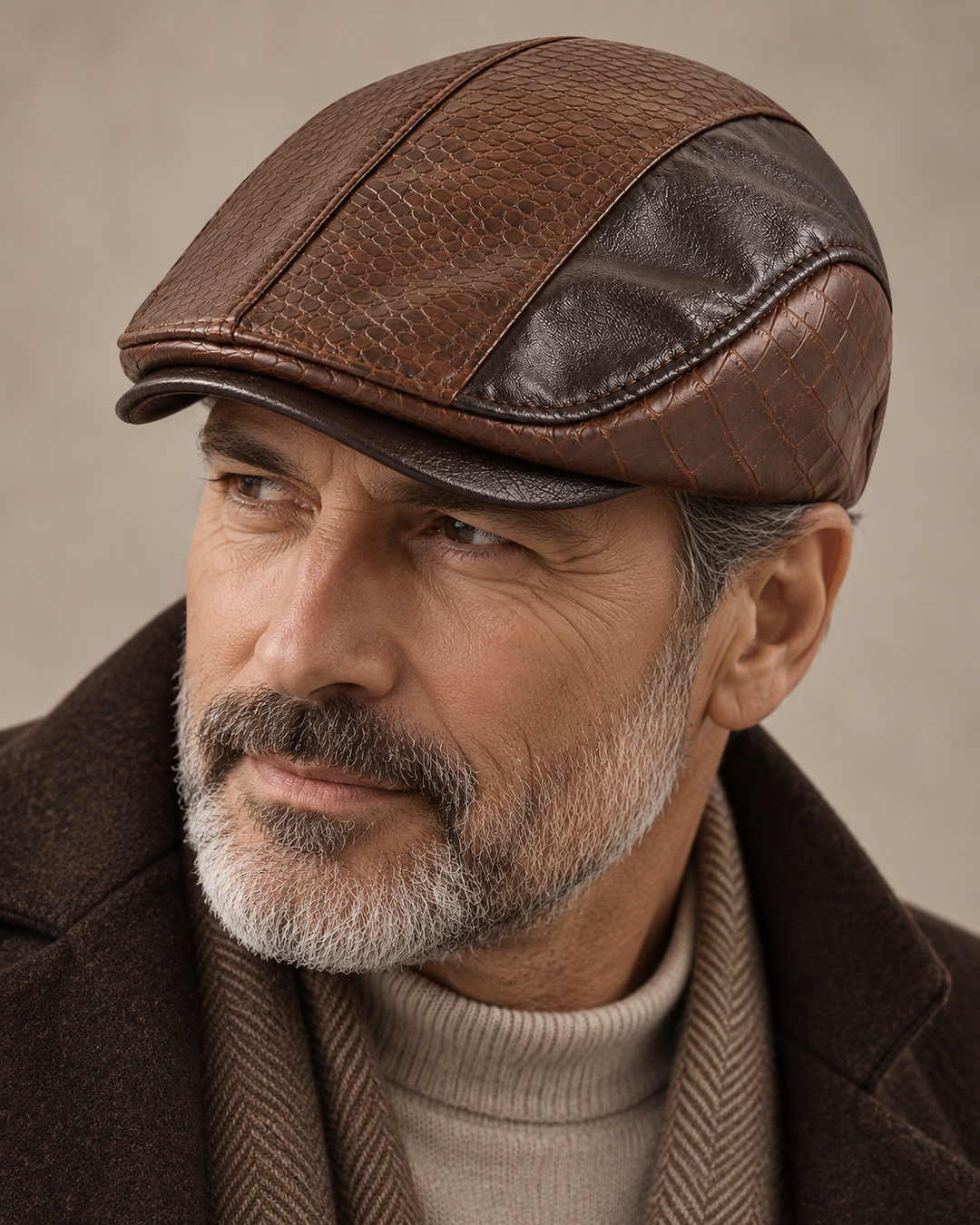 Montari Leather Flat Cap