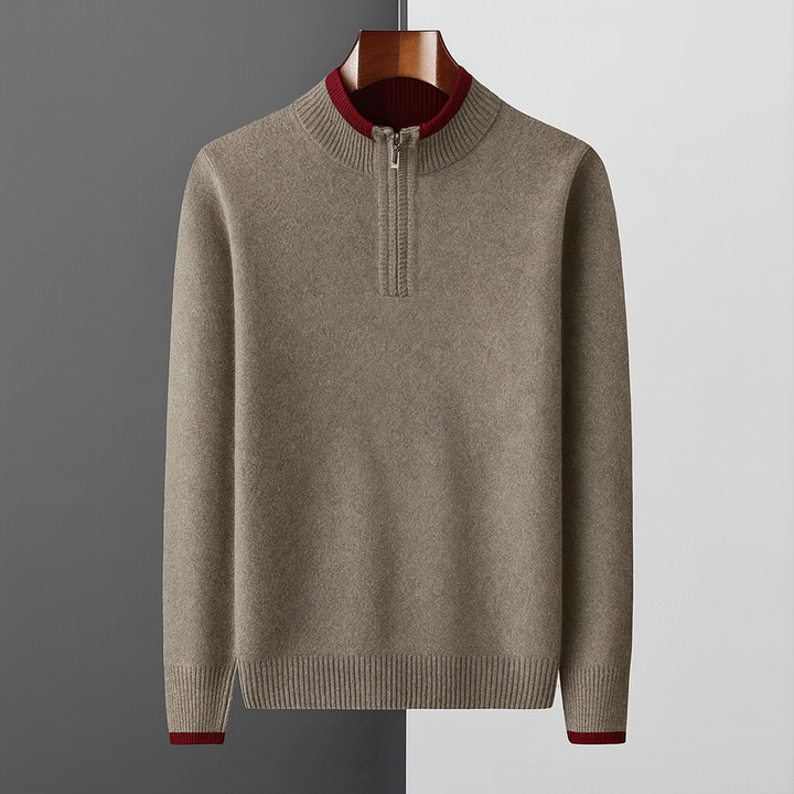 Men's Wool Quarter-Zip Sweater | Savoni