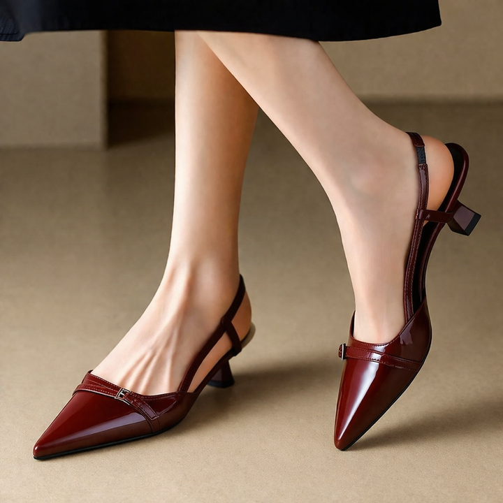 Patent Leather Heel Pumps – Women's Pointed Toe Slingback | Avelin