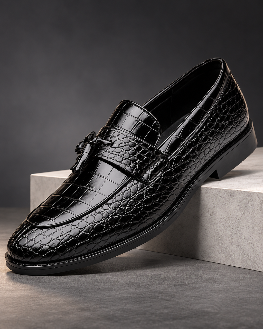 Dante Croc-Embossed Tassel Loafers