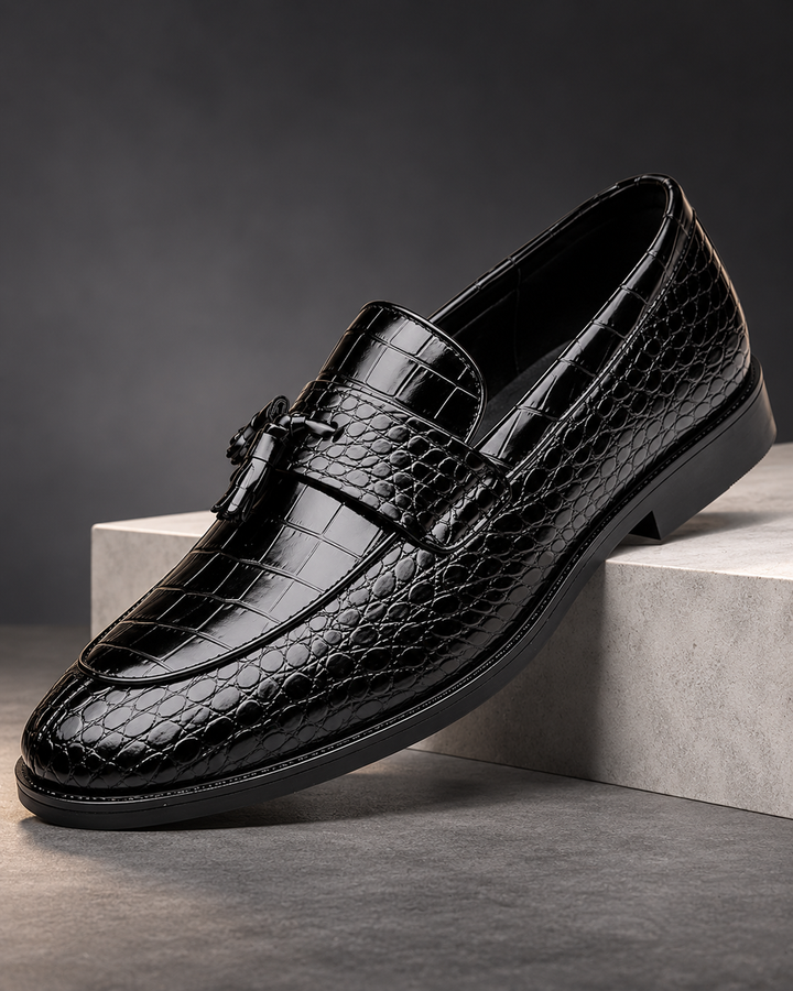 Dante Croc-Embossed Tassel Loafers