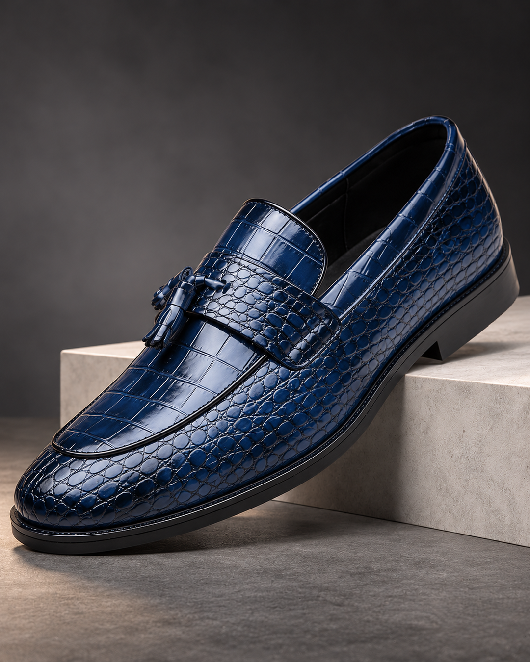 Dante Croc-Embossed Tassel Loafers