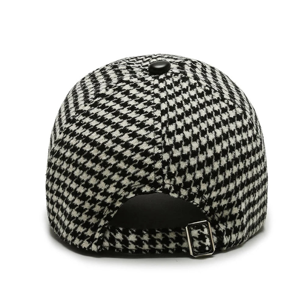 Houndstooth Cap – Leather Brim Adjustable Hat | Milano