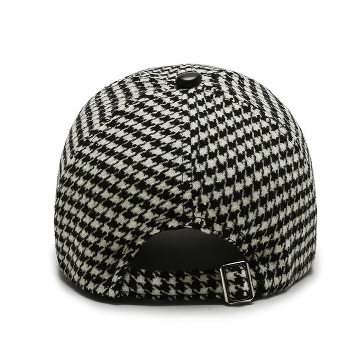 Houndstooth Cap – Leather Brim Adjustable Hat | Milano