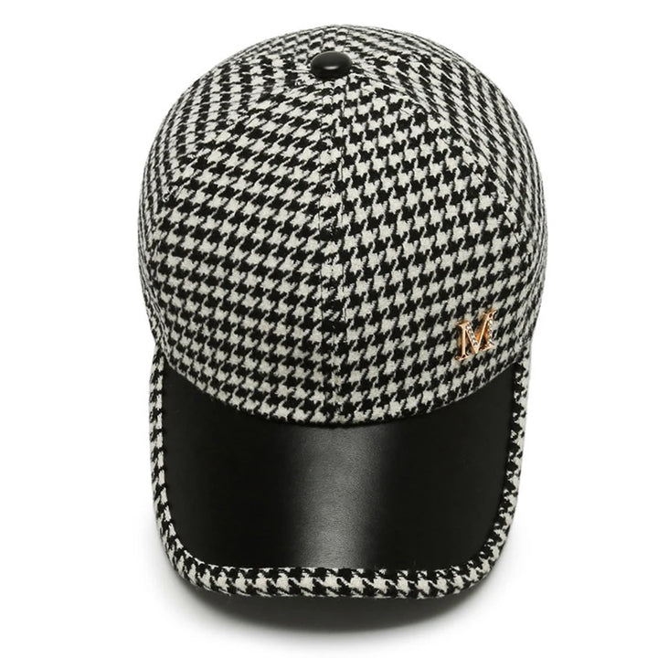Houndstooth Cap – Leather Brim Adjustable Hat | Milano