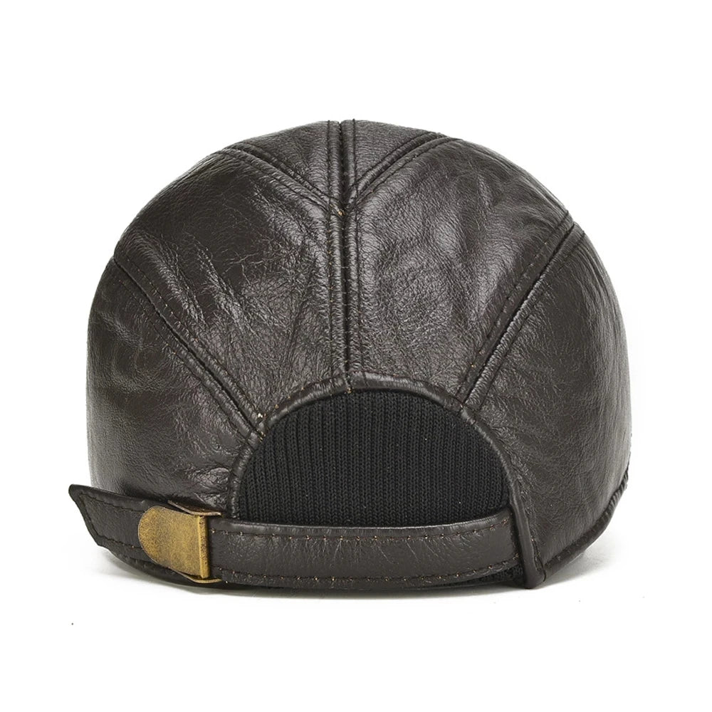 Leather Vintage Cap – Men's Adjustable Genuine Leather Hat | Verano