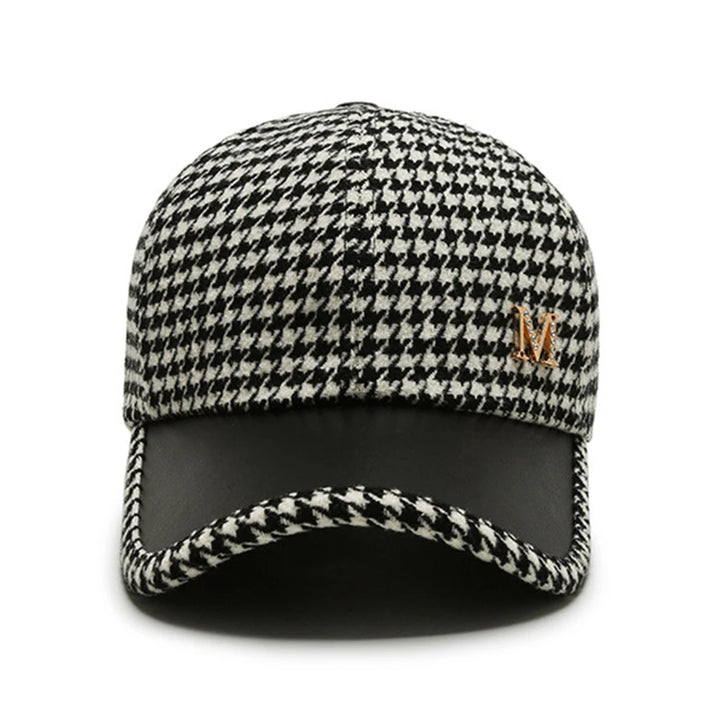 Houndstooth Cap – Leather Brim Adjustable Hat | Milano