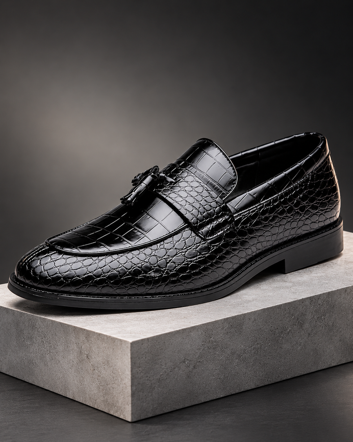 Dante Croc-Embossed Tassel Loafers